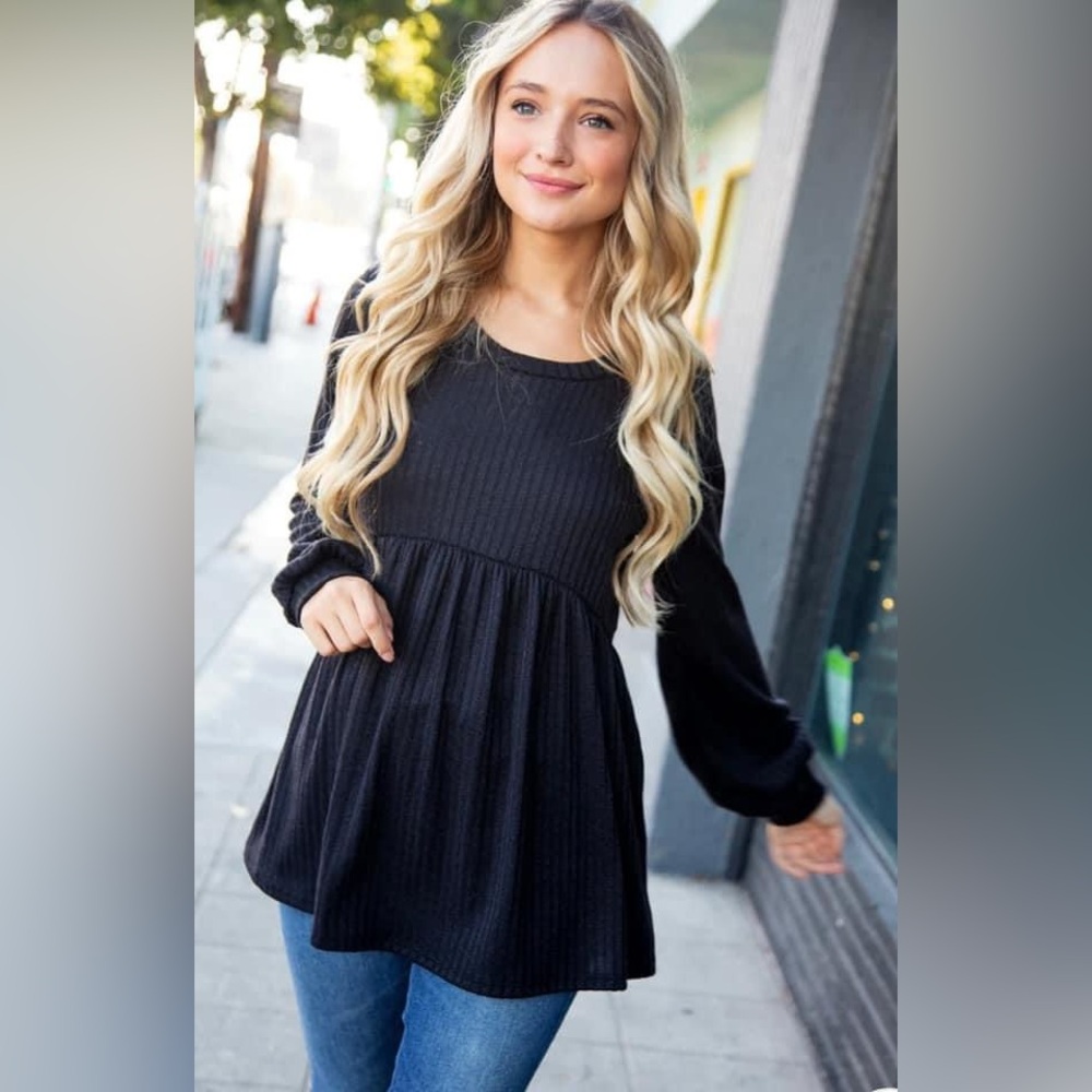 Haptics Black Babydoll Top - New Without Tags